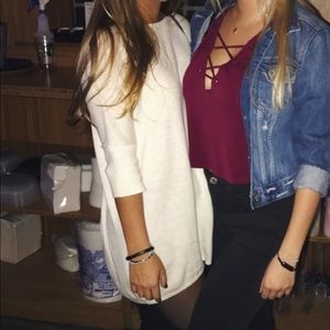 Cream Banana Republic sweater dress